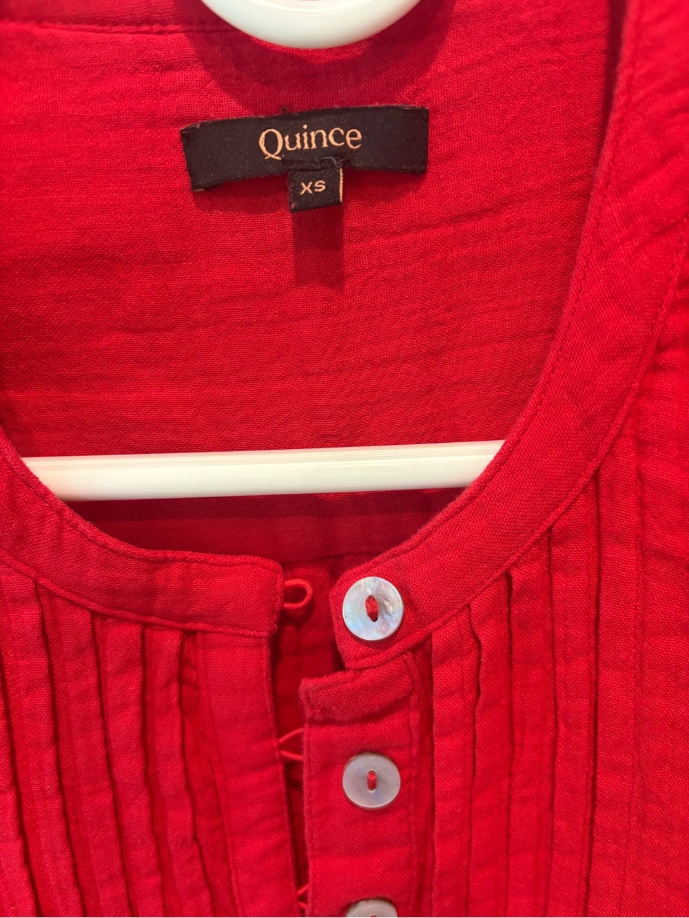 Quince 100% Organic Cotton Gauze Sleeveless Swing Dress, Red Wild Cherry, sz XS - Picture 8 of 10